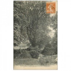 carte postale ancienne 89 FONTAINE LA GAILLARDE. Le Platane et personnage à l'Abreuvoir 1929