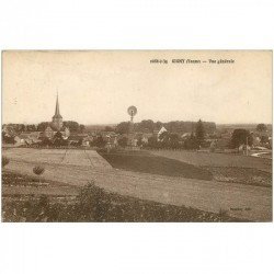 carte postale ancienne 89 GIGNY. Vue du Village avec éolienne 1939. Timbre manquant