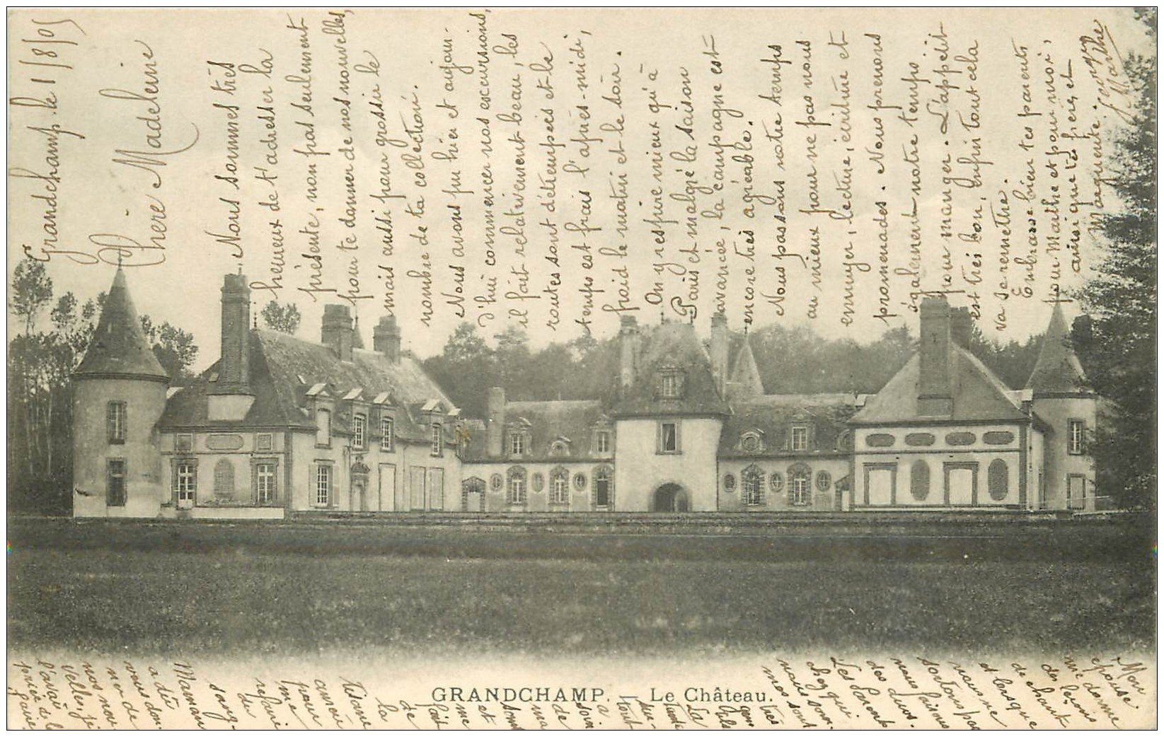 carte postale ancienne 89 GRANDCHAMP. Le Château 1905
