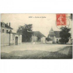carte postale ancienne 89 HERY. Ecoles et Eglise 1907