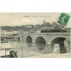 carte postale ancienne 89 JOIGNY. Pont et Quartier Saint Jean 1911