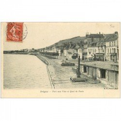 carte postale ancienne 89 JOIGNY. Port aux Vins Quais de Paris 1907