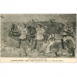 carte postale ancienne 89 LA FERTE LOUPIERE. Peinture Eglise. La Danse des Morts 3 Morts et Vifs