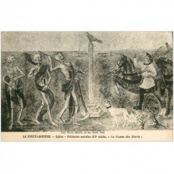 carte postale ancienne 89 LA FERTE LOUPIERE. Peinture Eglise. La Danse des Morts 3 Morts et Vifs bis