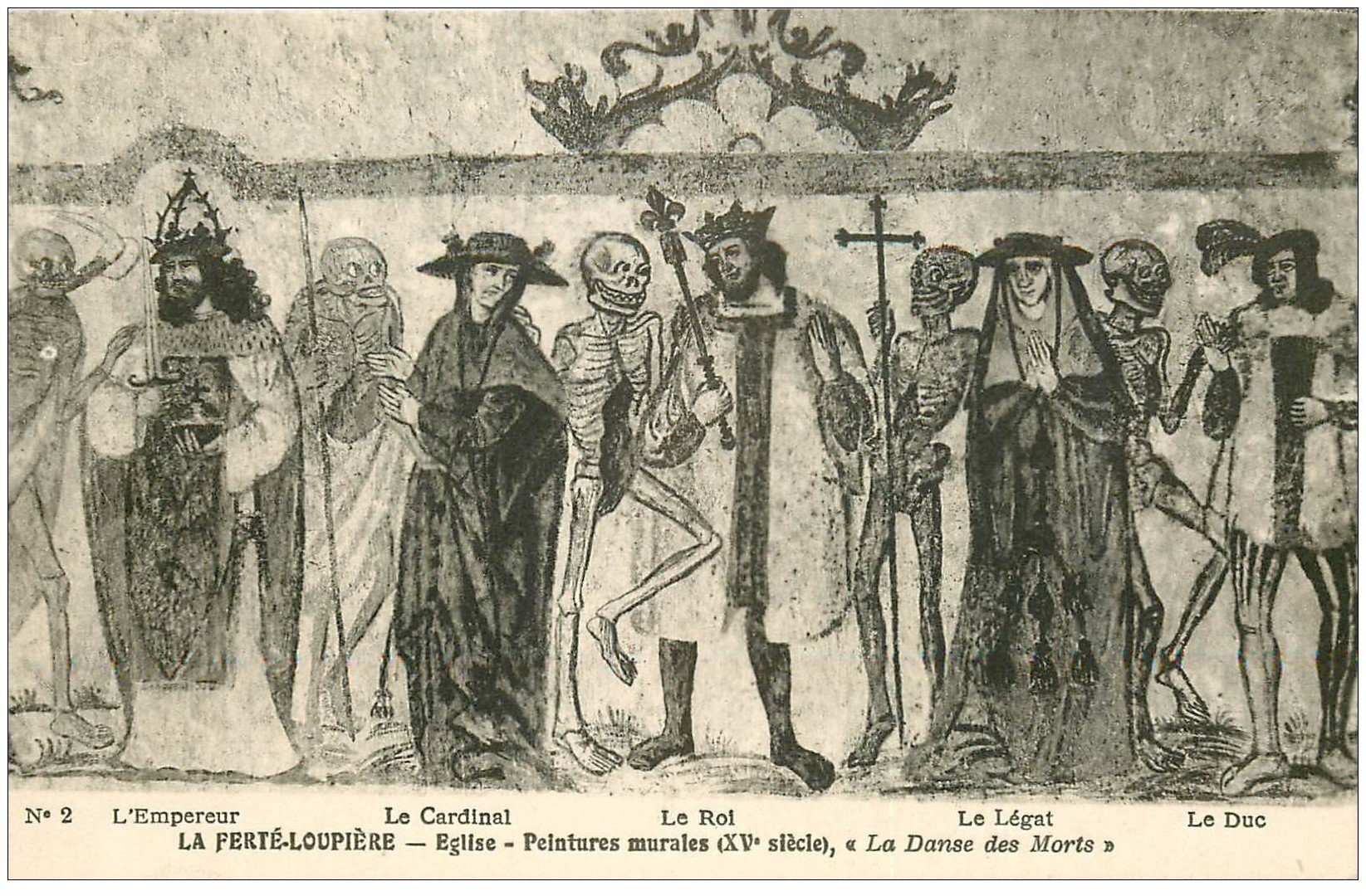 carte postale ancienne 89 LA FERTE LOUPIERE. Peinture Eglise. La Danse des Morts le Roi