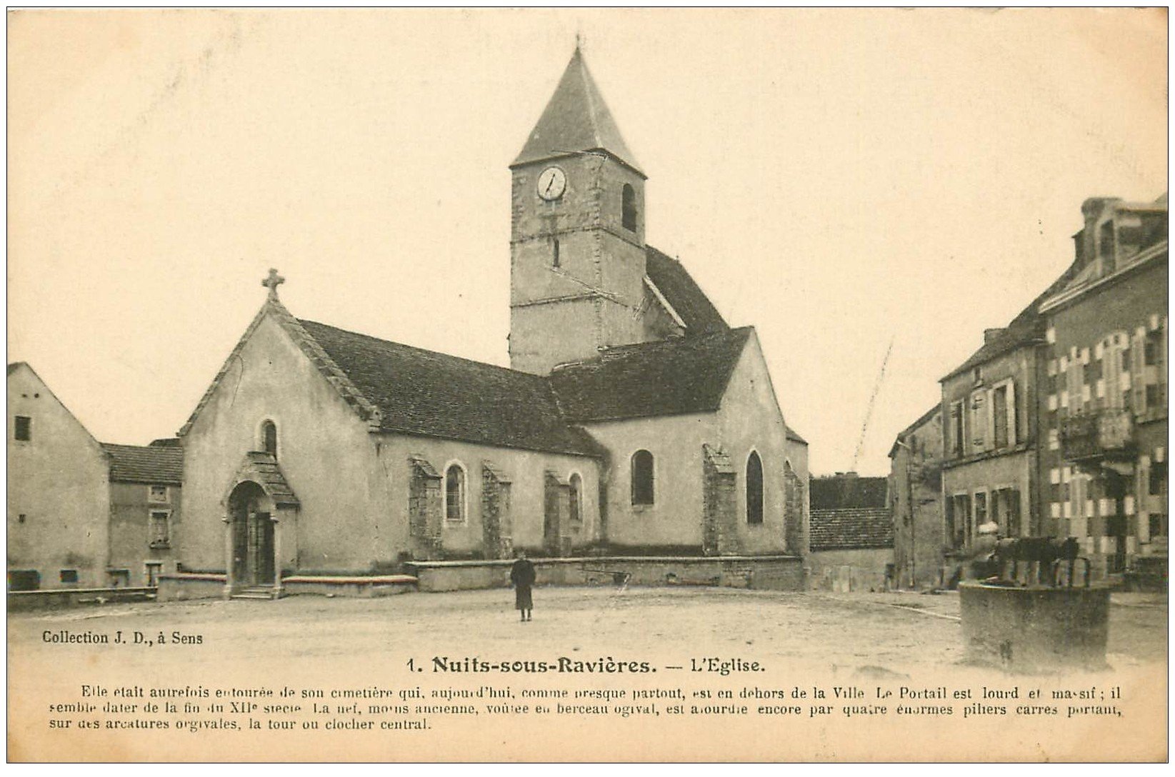 carte postale ancienne 89 NUITS SOUS RAVIERES. L'Eglise 1914