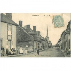 carte postale ancienne 89 PERREUX. La Grande Rue 1906