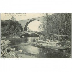 carte postale ancienne 89 PIERRE PERTHUIS. Les deux Ponts