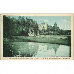 carte postale ancienne 89 PIERRE QUI VIRE. L'Abbaye prise de l'Ermitage du Père Muard 1938
