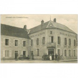 carte postale ancienne 89 QUARRE LES TOMBES. Café Hôtel de la Poste Douenat avec note addition au verso