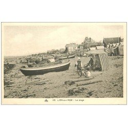 carte postale ancienne 14 LION-SUR-MER. La Plage et Barques 129