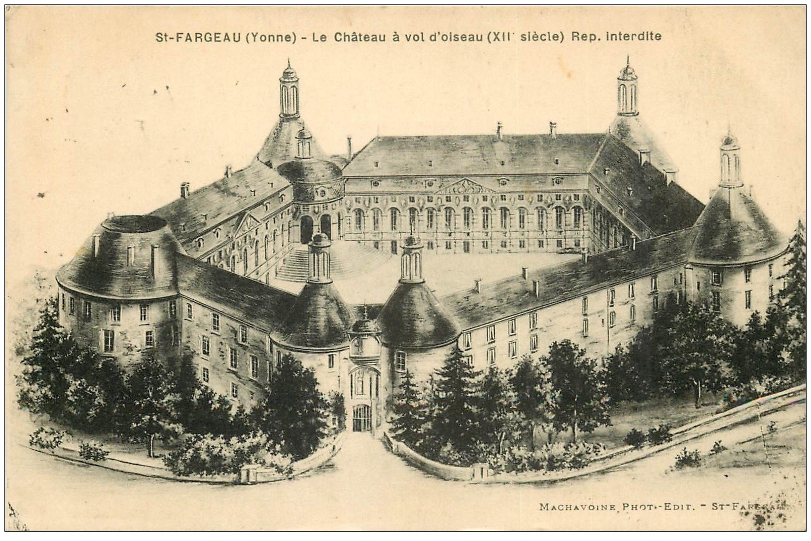 carte postale ancienne 89 SAINT FARGEAU. Château 1928