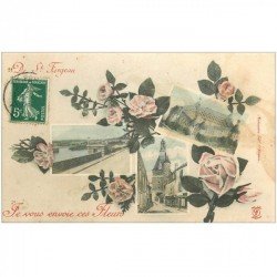 carte postale ancienne 89 SAINT FARGEAU. Fleurs et Multivues 1908
