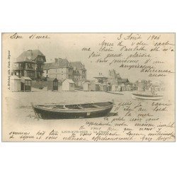 carte postale ancienne 14 LION-SUR-MER. La Plage et Barques 1904