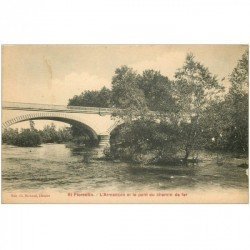 carte postale ancienne 89 SAINT FLORENTIN. Pont du Chemin de Fer sur l'Armançon 1923