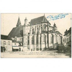 carte postale ancienne 89 SAINT JULIEN DU SAULT. . Vitraux et Abside de l´Eglise 1918 mais verso vierge