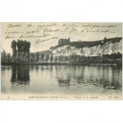 carte postale ancienne 89 SAINT MARTIN DU TERTRE. L'Yonne et la Chapelle 1915