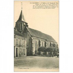 carte postale ancienne 89 SAINT VALERIEN. Eglise et bureau de Poste 1927