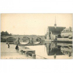 carte postale ancienne 89 SENS. Pont de l'Yonne et Eglise Saint Maurice