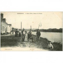 89 SERBONNES. Retour de Pêche au bord de l'eau. Pêcheurs et Poissons 1912