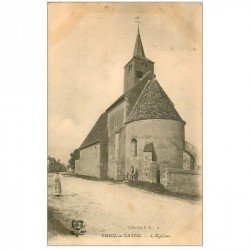 carte postale ancienne 89 THEIL SUR VANNE. L'Eglise et la petite Fontaine 1906