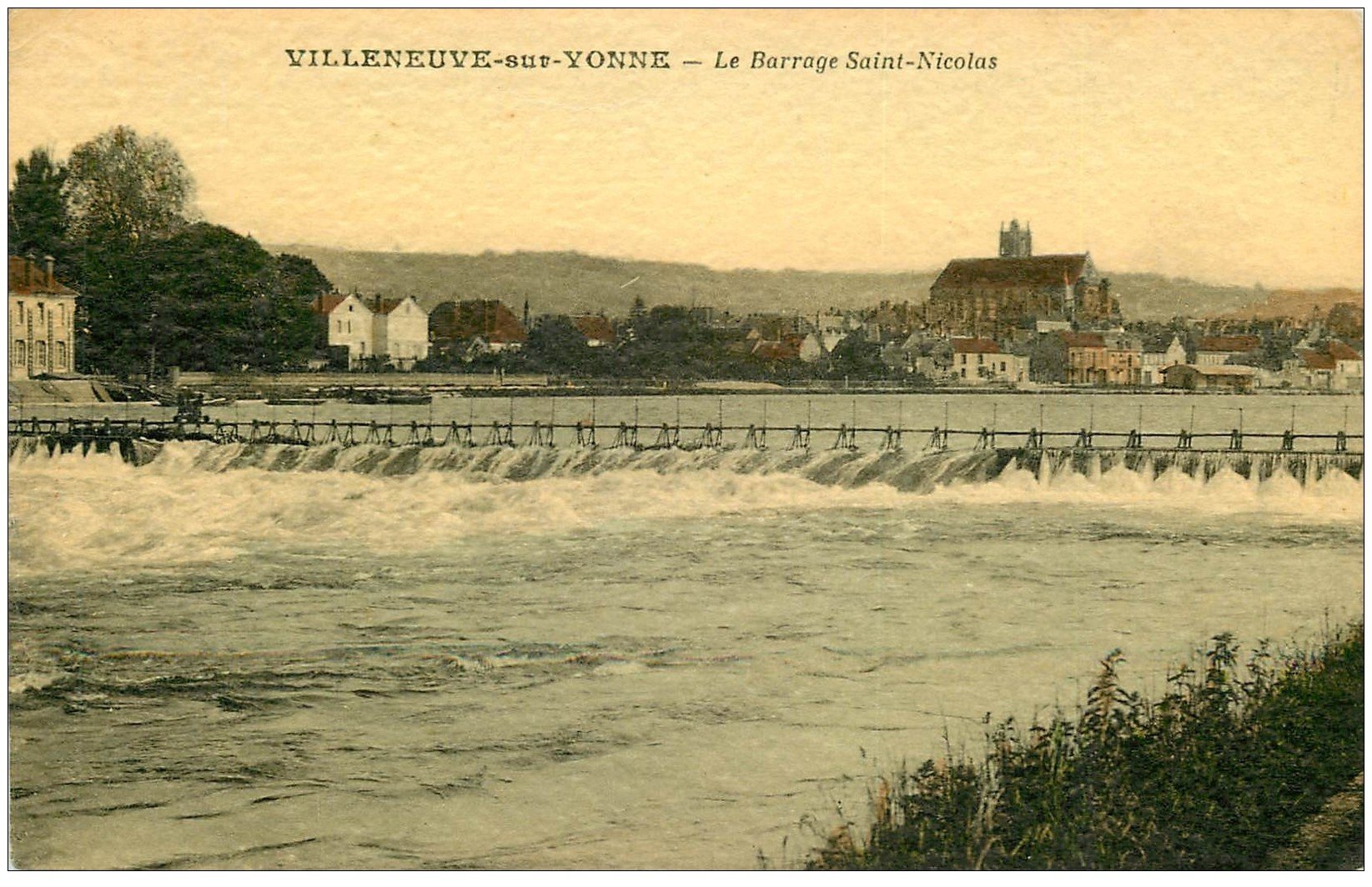 89 VILLENEUVE SUR YONNE. Le Barrage Saint-Nicolas 1918. Carte papier de luxe