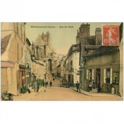 89 VILLENEUVE-SUR-YONNE. Rue du Pont. Superbe carte toilée vers 1909