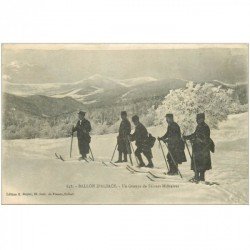 carte postale ancienne 90 BALLON D'ALSACE. Un Groupe de Skieurs Militaires 1918
