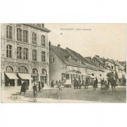 carte postale ancienne 90 BEAUCOURT. Tabac Bazar Parisien Place Centrale 1919 Tramway