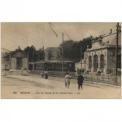 carte postale ancienne 90 BELFORT. La Gare du Chemin de Fer d'intérêt local avec Train 1918