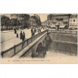 carte postale ancienne 90 BELFORT. Pont Carnot et Epicerie Belfortaine au Faubourg de France