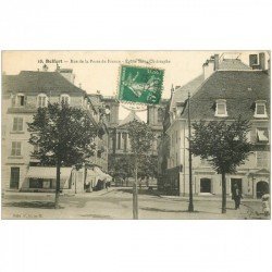 carte postale ancienne 90 BELFORT. Rue Porte de France et Eglise Saint Christophe 1915