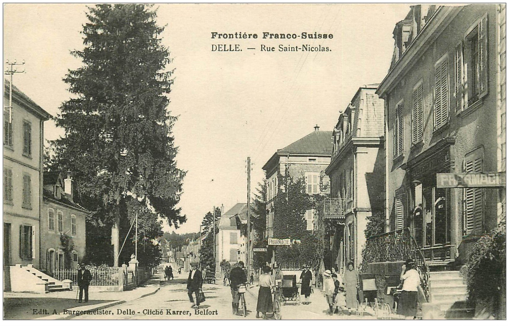 90 DELLE. Pharmacie rue Saint Nicolas. Poussettes et Facteur à vélo