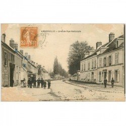 carte postale ancienne 91 ANGERVILLE. Diligence Grande Rue Nationale 1927 ( blanc coin inférieur gauche )...