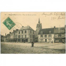 91 ANGERVILLE. Place du Marché au Grain 1910 Café des Voyageurs et Automobiline