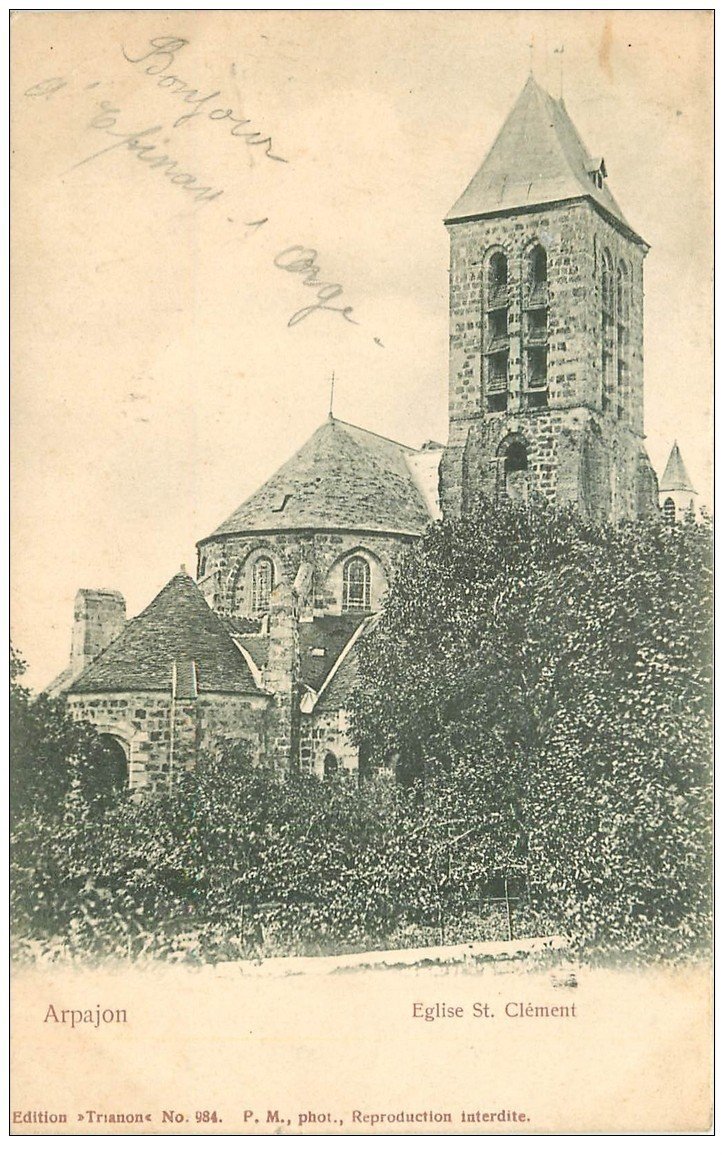 carte postale ancienne 91 ARPAJON. Eglise Saint-Clément 1906