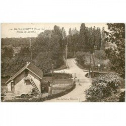 carte postale ancienne 91 BALLANCOURT SUR ESSONNE. Passage à niveau Route du Bouchet 1936