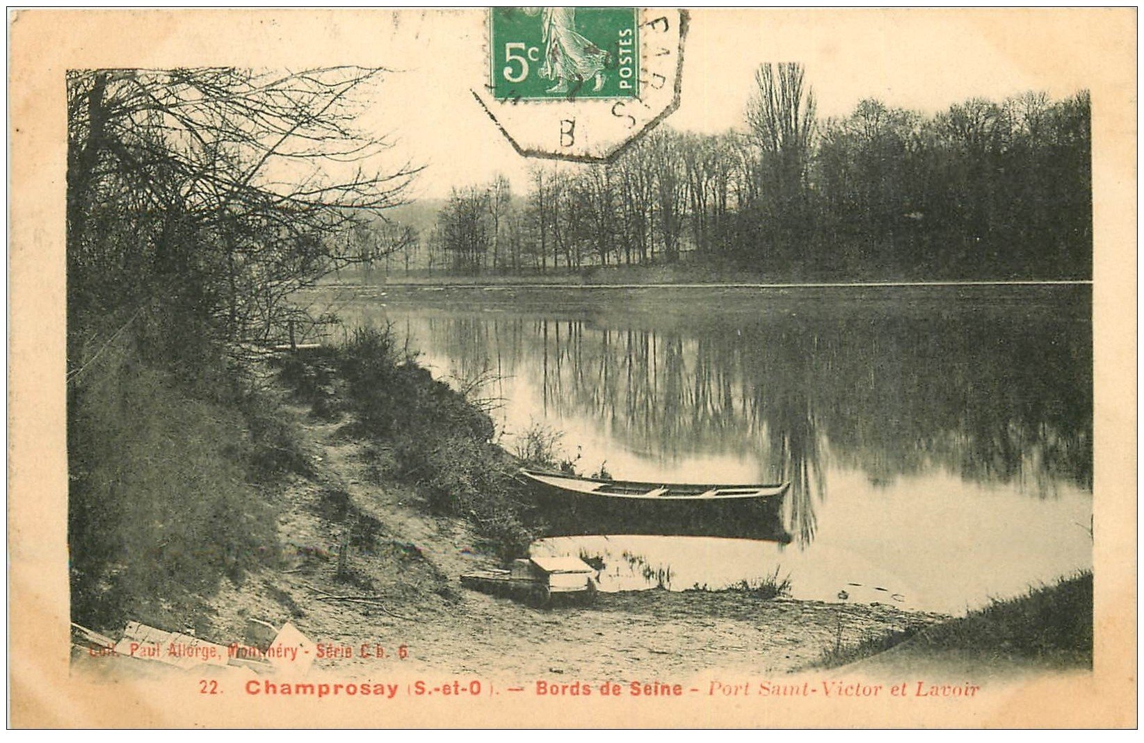 carte postale ancienne 91 CHAMPROSAY. Port Saint Victor et Lavoir 1912