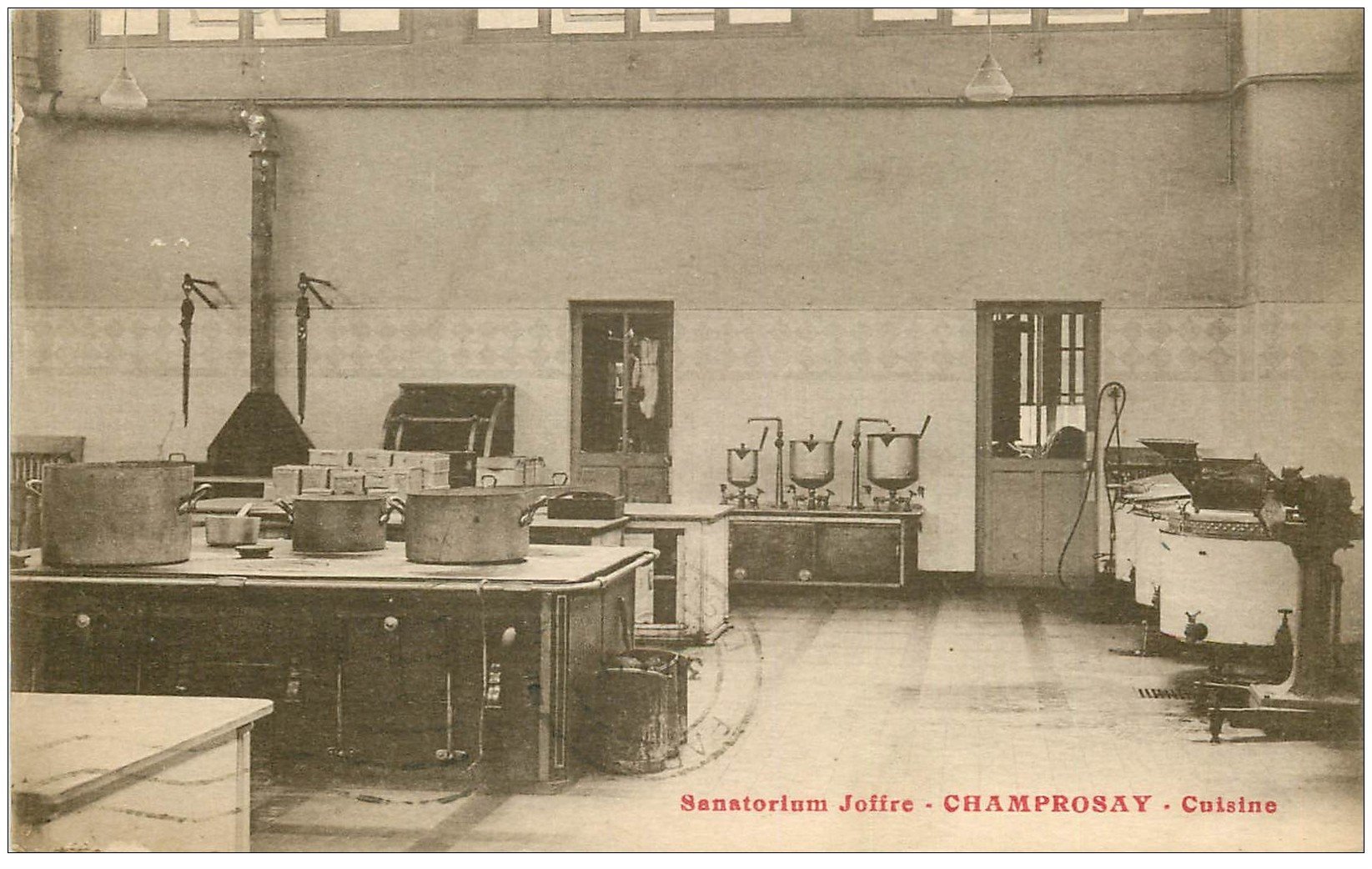 carte postale ancienne 91 CHAMPROSAY. Sanatorium Joffre. Les Cuisines 1934. Timbre manquant