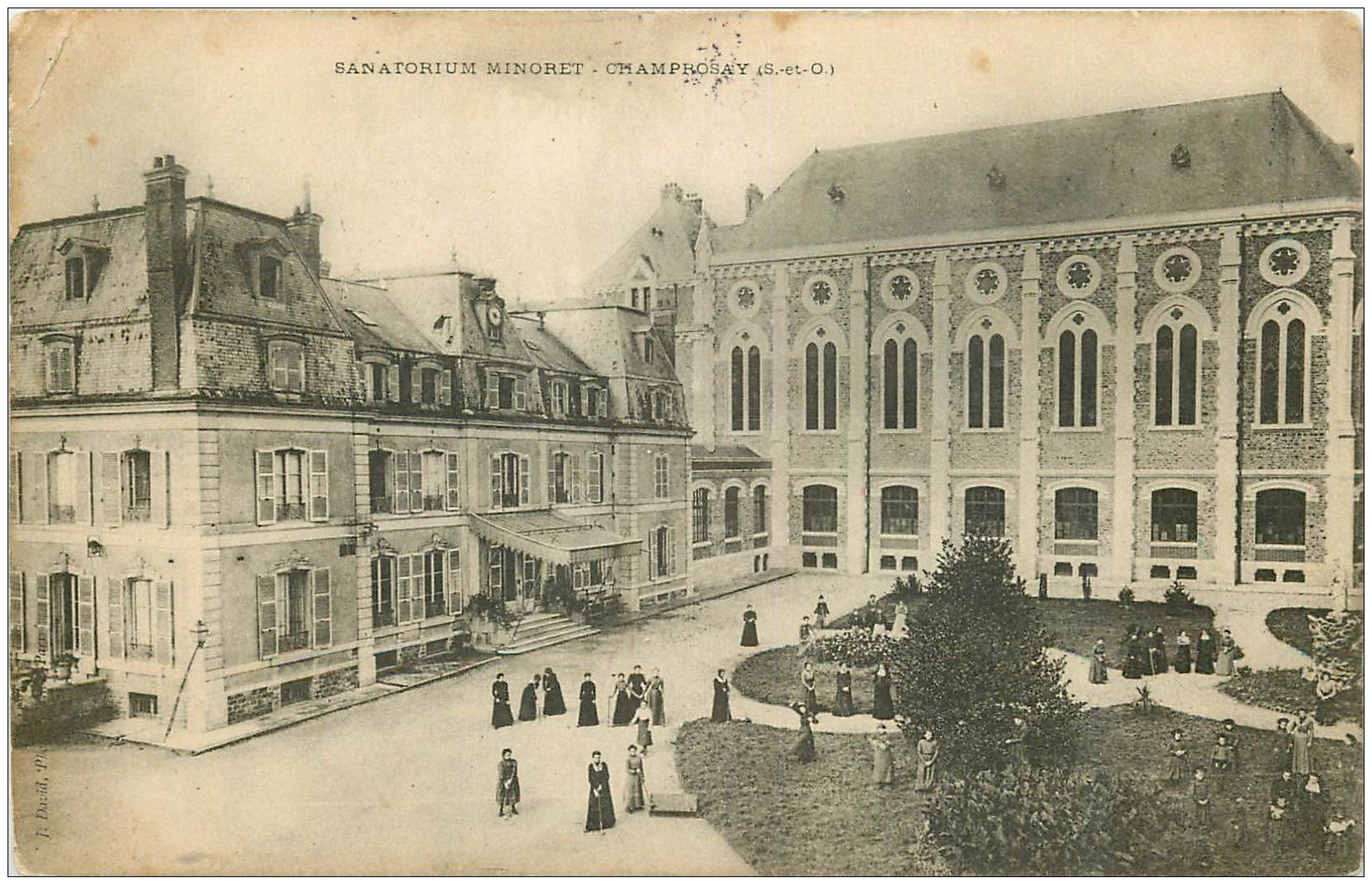 carte postale ancienne 91 CHAMPROSAY. Sanatorium Minoret 1905 (petit pli petit pli coin gauche)