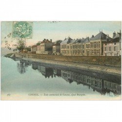 carte postale ancienne 91 CORBEIL ESSONNES. Ecole de Garçons Quai Bourgoin 1907