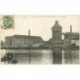 carte postale ancienne 91 CORBEIL ESSONNES. Grands Moulins et Magasins 1907 avec Pêcheurs sur barques