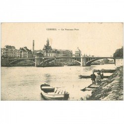 carte postale ancienne 91 CORBEIL ESSONNES. Le Nouveau Pont avec Enfants