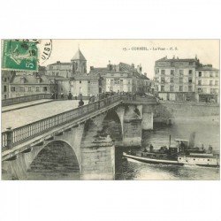 carte postale ancienne 91 CORBEIL ESSONNES. Le Pont 1916