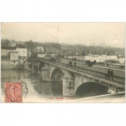 carte postale ancienne 91 CORBEIL ESSONNES. Le Pont vers 1903 Au Loup Botté