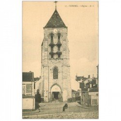 carte postale ancienne 91 CORBEIL ESSONNES. L'Eglise animation