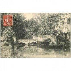 carte postale ancienne 91 CROSNES. Le Pont 1908