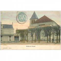 carte postale ancienne 91 DRAVEIL. L'Eglise à l'Entrée du Village animation