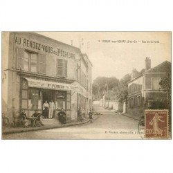 carte postale ancienne 91 EPINAY-SOUS-SENART. Au Rendez-Vous des Pêcheurs Rue de la Forêt 1921. Café Absinthe Billard Tabac