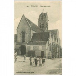 carte postale ancienne 91 ETAMPES. Eglise Saint Gilles et Maison de porc Larry